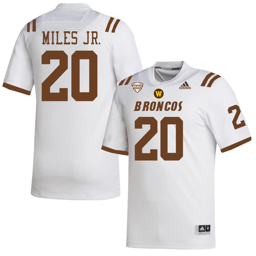 #20 CJ Miles Jr. Western Michigan Broncos College Football Jerseys Stitched-White